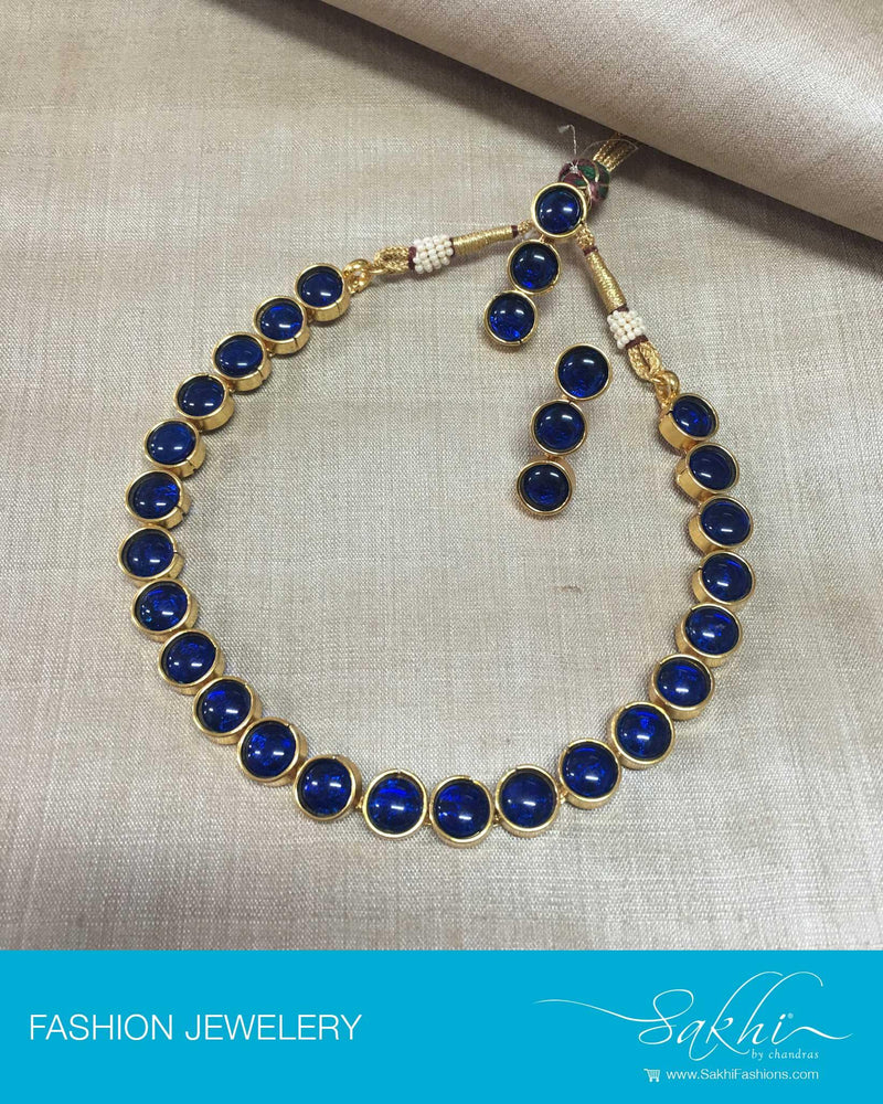 AJDP-6847 - Blue & Gold Silver Mala