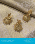 AJDP-7274 - Gold & Cream Mix Metal Jhumka