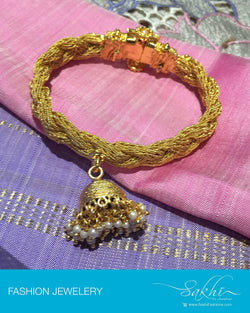 AJDP-7280 - Gold & Cream Mix Metal Bracelet