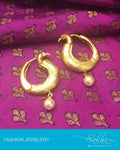 AJDP-7299 - Gold & Cream Mix Metal Jhumka