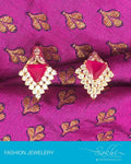 AJDP-7303 - Gold & Pink Mix Metal Earring