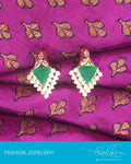 AJDP-7304 - Gold & Green Mix Metal Earring