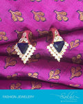 AJDP-7305 - Gold & Blue Mix Metal Earring
