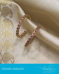 AJDP-7307 - Gold & Red Mix Metal Earring