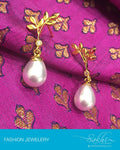 AJDP-7311 - Gold & Lavendar Mix Metal Earring