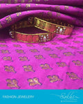 AJDP-7326 - Gold & Cream Mix Metal Bangle