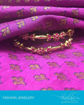 AJDP-7333 - Gold & Pink Mix Metal Bangle