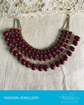 AJDQ-14722 - Maroon & Gold Mix Metal Mala