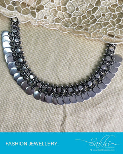 AJDQ-14765 - Silver & Silver Mix Metal Mala