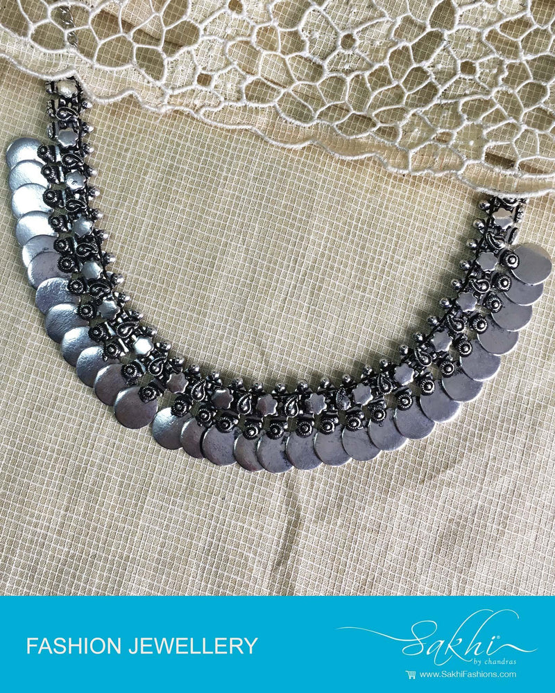 AJDQ-14765 - Silver & Silver Mix Metal Mala