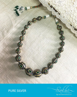 AJDQ-15834 - Green & Black Mix Metal Mala