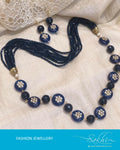 AJDR-21034 - Blue &  Mix metal Mala