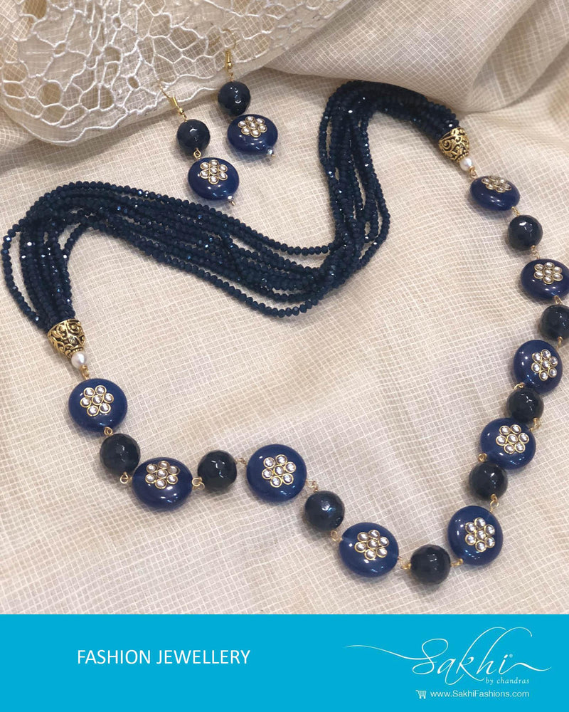 AJDR-21034 - Blue &  Mix metal Mala