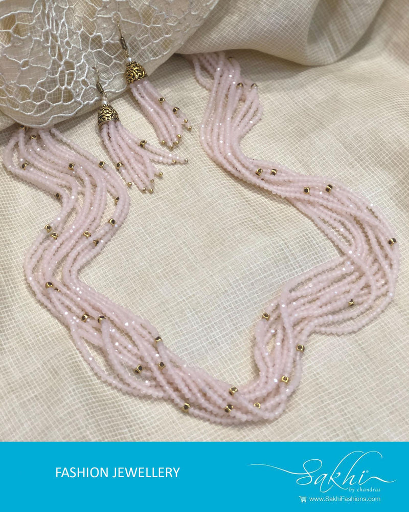 AJDR-21046 - Baby Pink &  Mix metal Mala