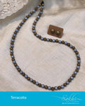 AJDR-21620 - Silver & Gold Terracota Mala & Earring