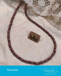 AJDR-21624 - Pink & Gold Terracota Mala & Earring