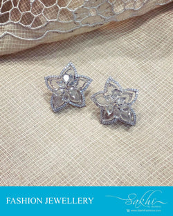 AJDR-23365 - Silver  & White Mix metal Earring