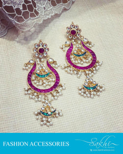 AJDR-27972 - Gold  & Pink Mix metal Earring