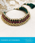 AJDR-27973 - Gold  & Pink Mix metal Choker Mala