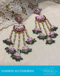 AJDR-27974 - Gold & Green Mix metal Earring