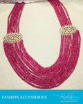 AJDR-27979 - Peach &  Mix metal Crystal Mala