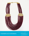 AJDR-27980 - Red &  Mix metal Crystal Mala