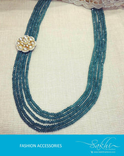 AJDR-27981 - Sea Green &  Mix metal Crystal Mala