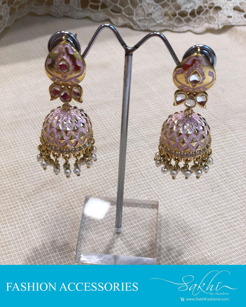 AJDR-27989 - Gold & Grey Mix metal Jumka Earring