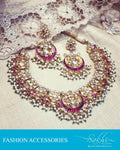 AJDR-27991 - Gold & Pink Mix metal Necklace & Earring