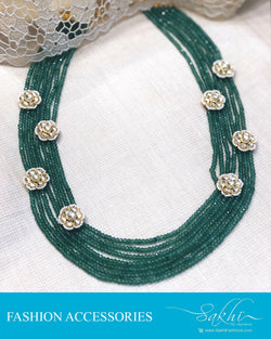 AJDR-28075 - Sea Green &  Crystal Mala
