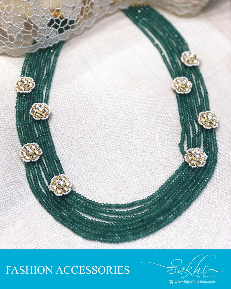 AJDR-28075 - Sea Green &  Crystal Mala