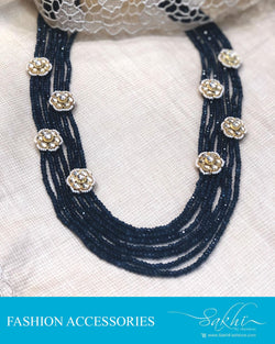 AJDR-28077 - Blue &  Crystal Mala