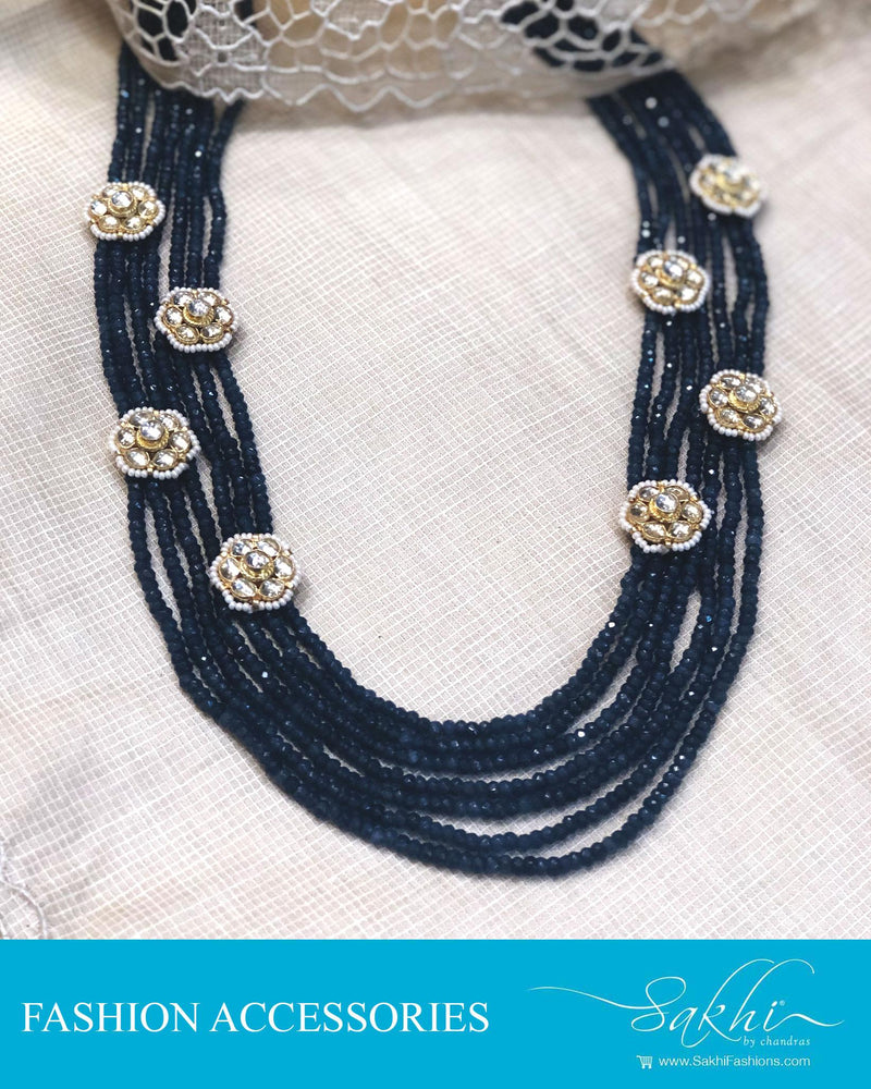 AJDR-28077 - Blue &  Crystal Mala