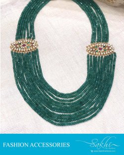 AJDR-28081 - Sea Green &  Crystal Mala