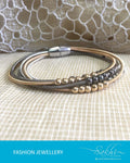AJDR-3446 - Multi & Gold Mix Metal Bracelet