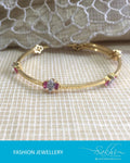 AJDR-3447 - Gold & White Mix Metal Bracelet