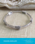 AJDR-3451 - Silver & White Mix Metal Bracelet