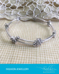 AJDR-3452 - Silver & White Mix Metal Bracelet