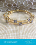 AJDR-3454 - Gold & White Mix Metal Bracelet
