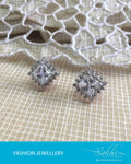 AJDR-3455 - Gold & White Mix Metal Stud Earrings