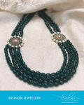 AJDR-3759 - Green & Cream Mix Metal Mala