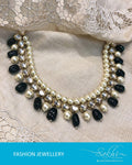 AJDR-3762 Cream & Green bead kundan Mala