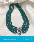 AJDR-3765 - Green & Cream Mix Metal Mala