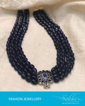 AJDR-3767 - Blue & Cream Mix Metal Mala