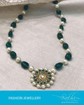 AJDR-3768 - Cream & Green Mix Metal Mala