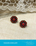AJDR-3830 - Orange & Silver Mix Metal Earrings
