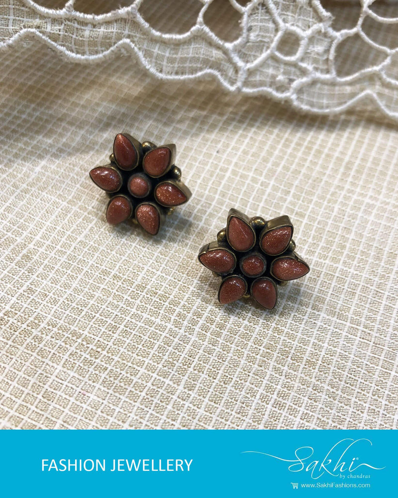 AJDR-3832 - Rust & Silver Mix Metal Earrings