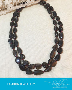 AJDR-4243 - Black & Cream Mix Metal Mala