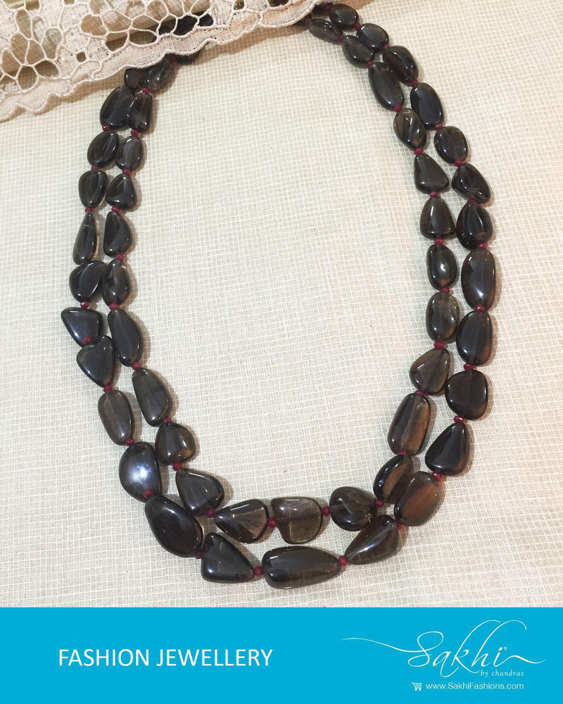 AJDR-4243 - Black & Cream Mix Metal Mala