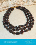 AJDR-4244 - Black & Cream Mix Metal Mala